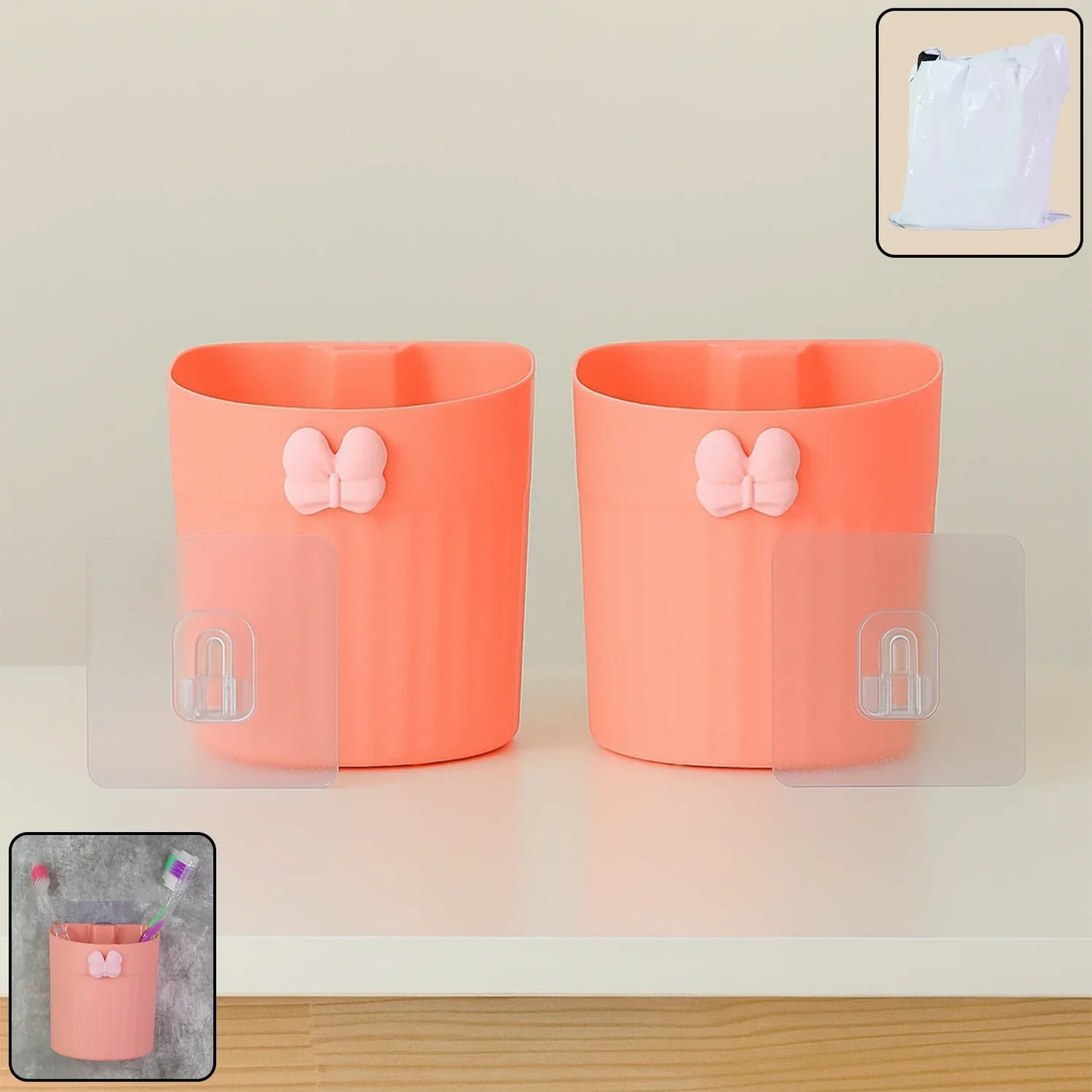 Premium Wall-mounted Toothbrush Holder With Butterfly Design (2 Pc) - Zidbik