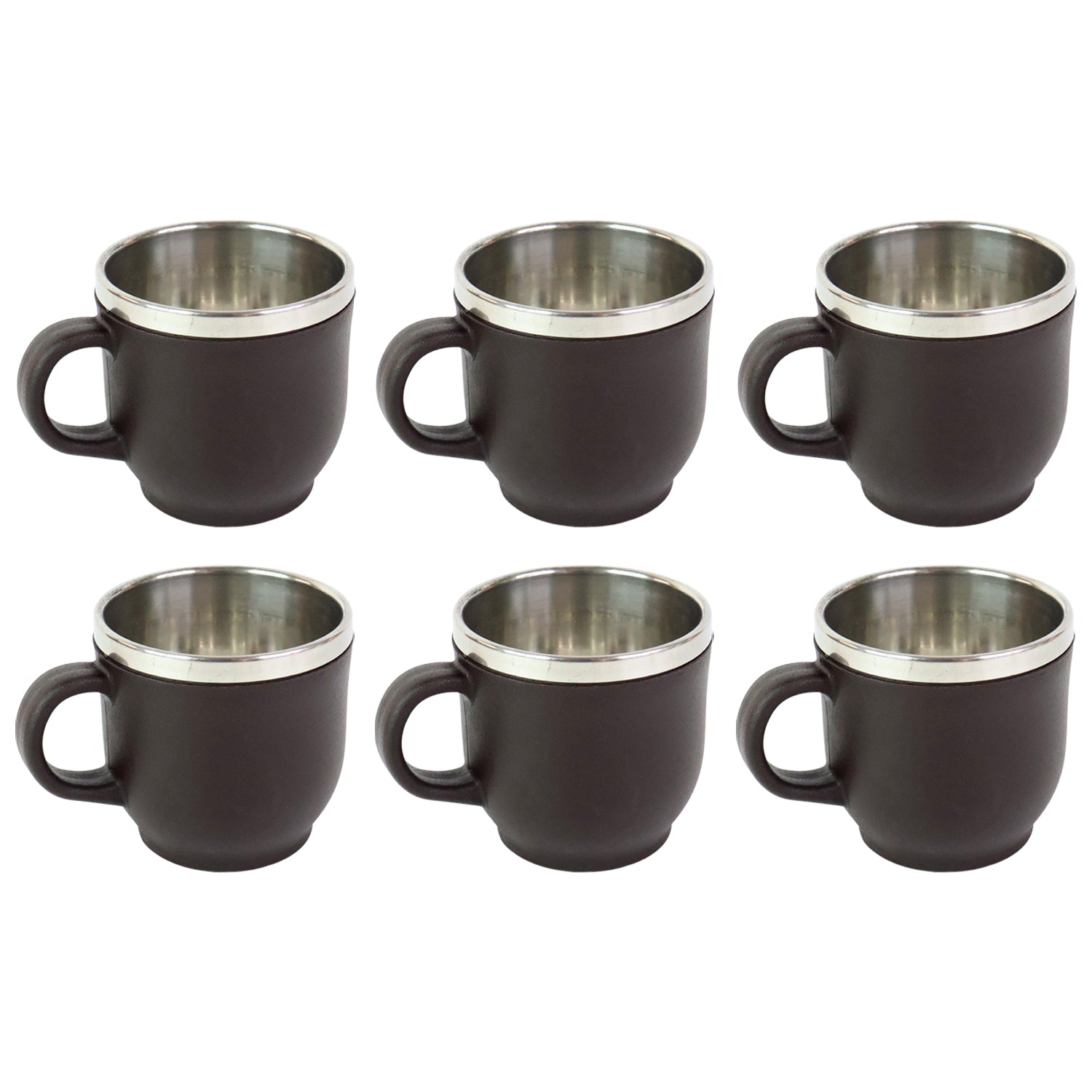 Apex Premium Double Wall Stainless Steel Cappuccino Mug Gift Set (6 Pc  100 Ml) - Zidbik