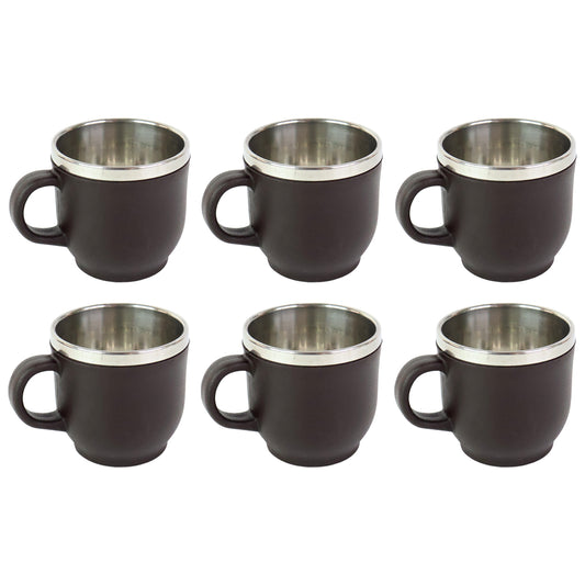 Apex Premium Double Wall Stainless Steel Cappuccino Mug Gift Set (6 Pc  100 Ml) - Zidbik