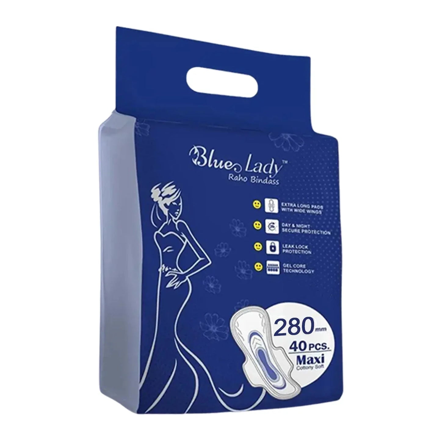 Blue Lady Extra Long Pads With Wides Wings Sanitary Pads 280 Mm 40-pack - Zidbik