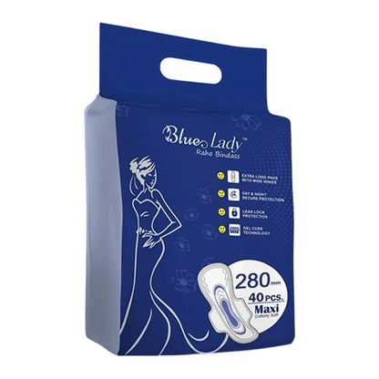 Blue Lady Extra Long Pads With Wides Wings Sanitary Pads 280 Mm 40-pack - Zidbik