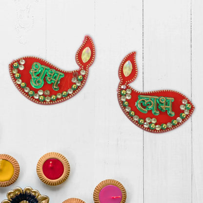 Traditional Decorative Shubh Labh Door Hanging (6 Pc 1 Set) - Zidbik