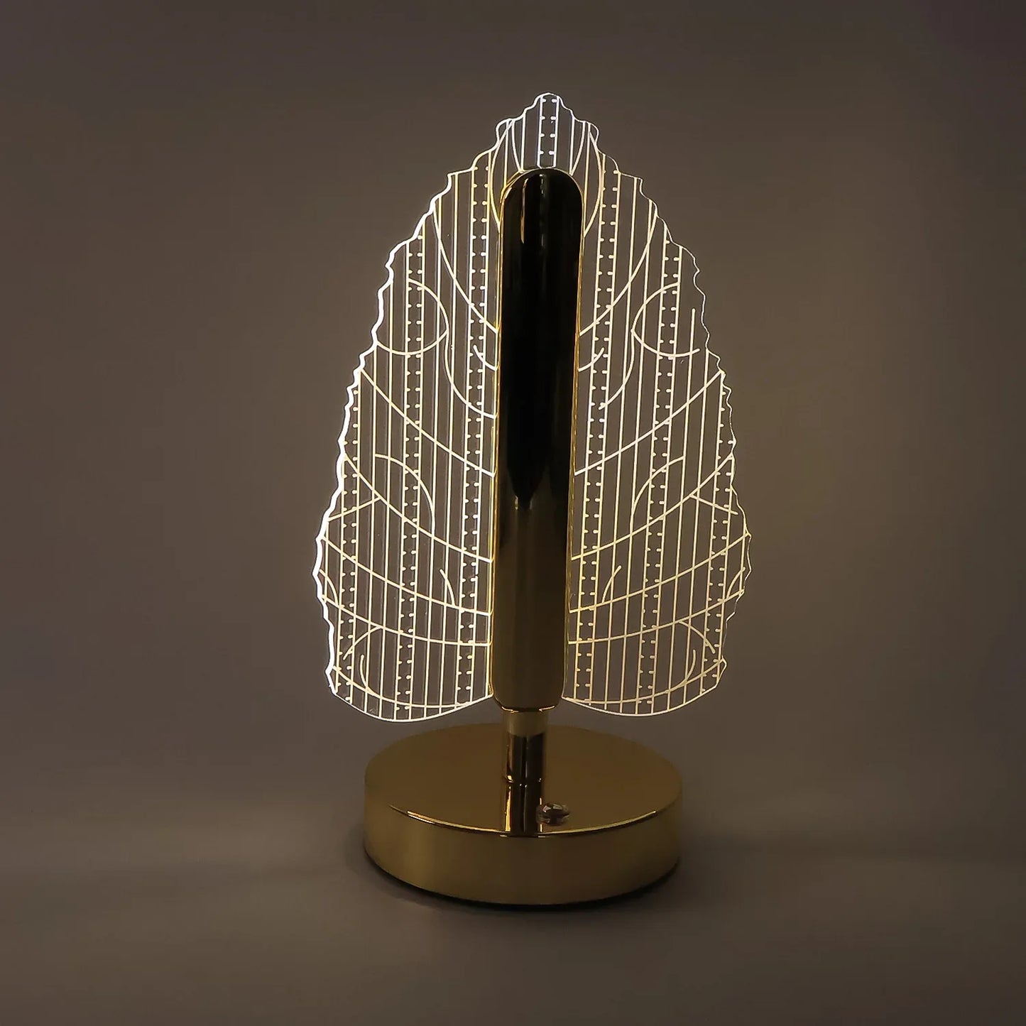 Elegant Plastic Led Table Lamp With Leaf Design Shade (1 Pc) - Zidbik