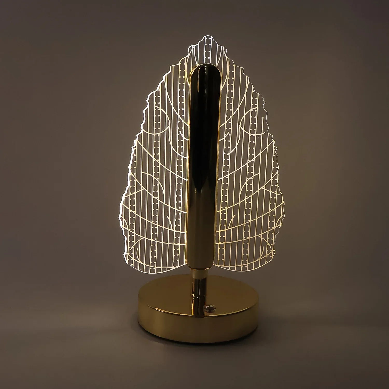 Elegant Plastic Led Table Lamp With Leaf Design Shade (1 Pc) - Zidbik
