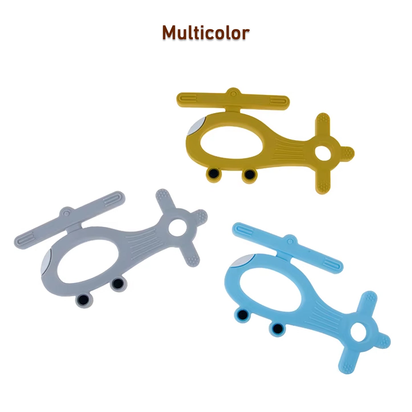 Silicone Helicopter Shape Teether For Baby (1 Pc  Mix Color) - Zidbik