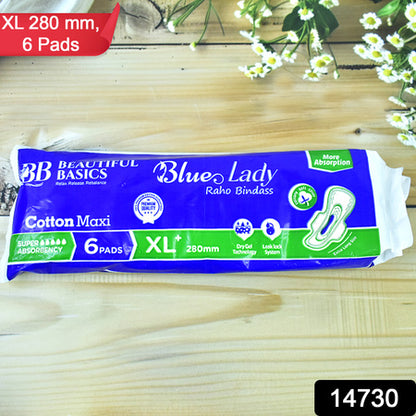 Beautiful Basics Blue Lady Sanitary Pads Xl 280mm (6 Pc) - Zidbik