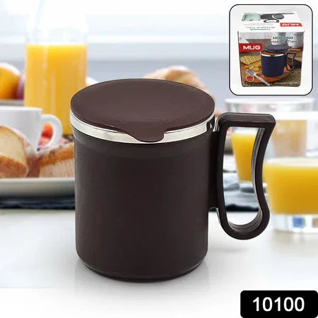 Coffee Mug With Lid And Handle-plastic Covered Stainless Steel Mug (Random Color Approx 200 Ml) - Zidbik