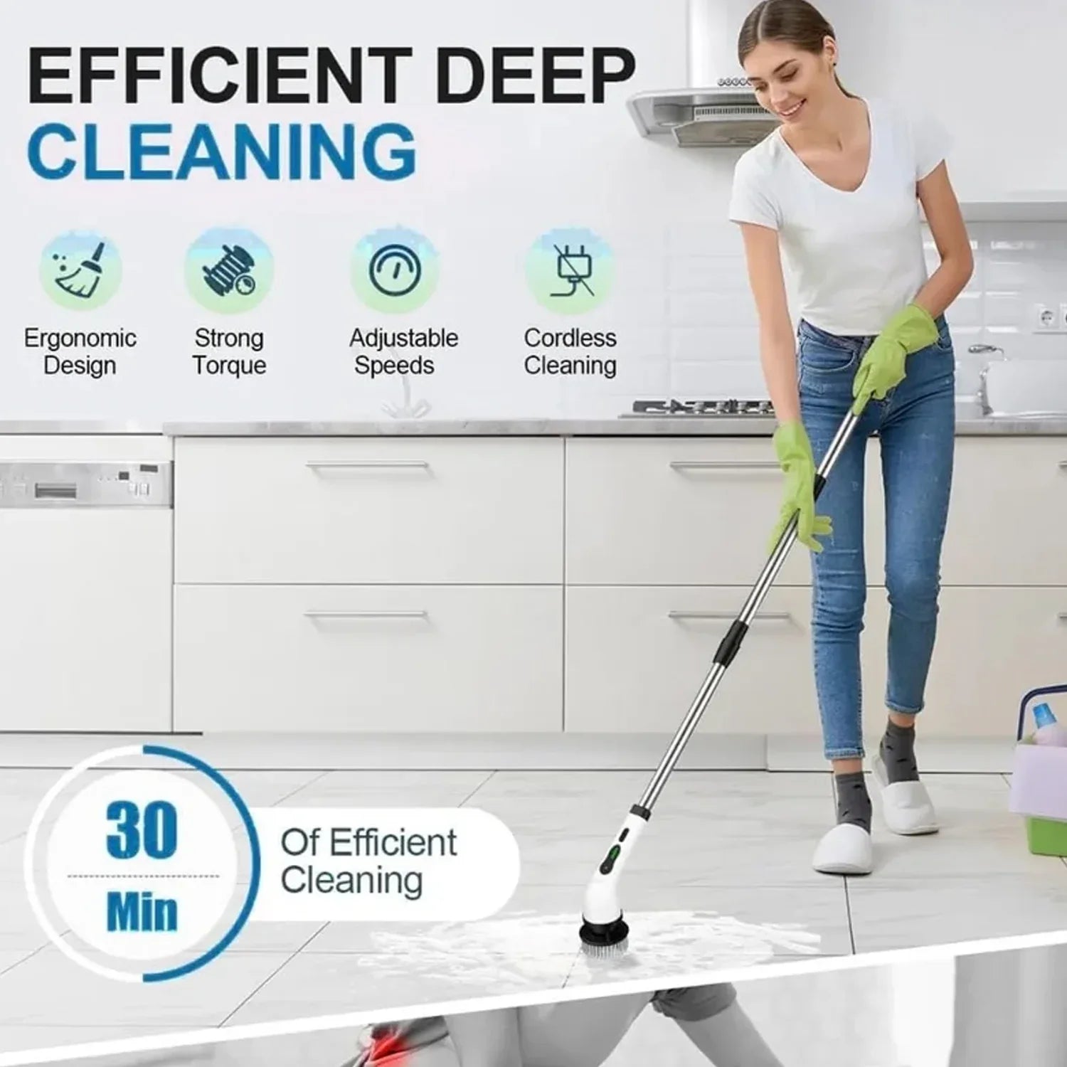 9-in-1 Electric Spin Scrubber - (1 Set) - Zidbik