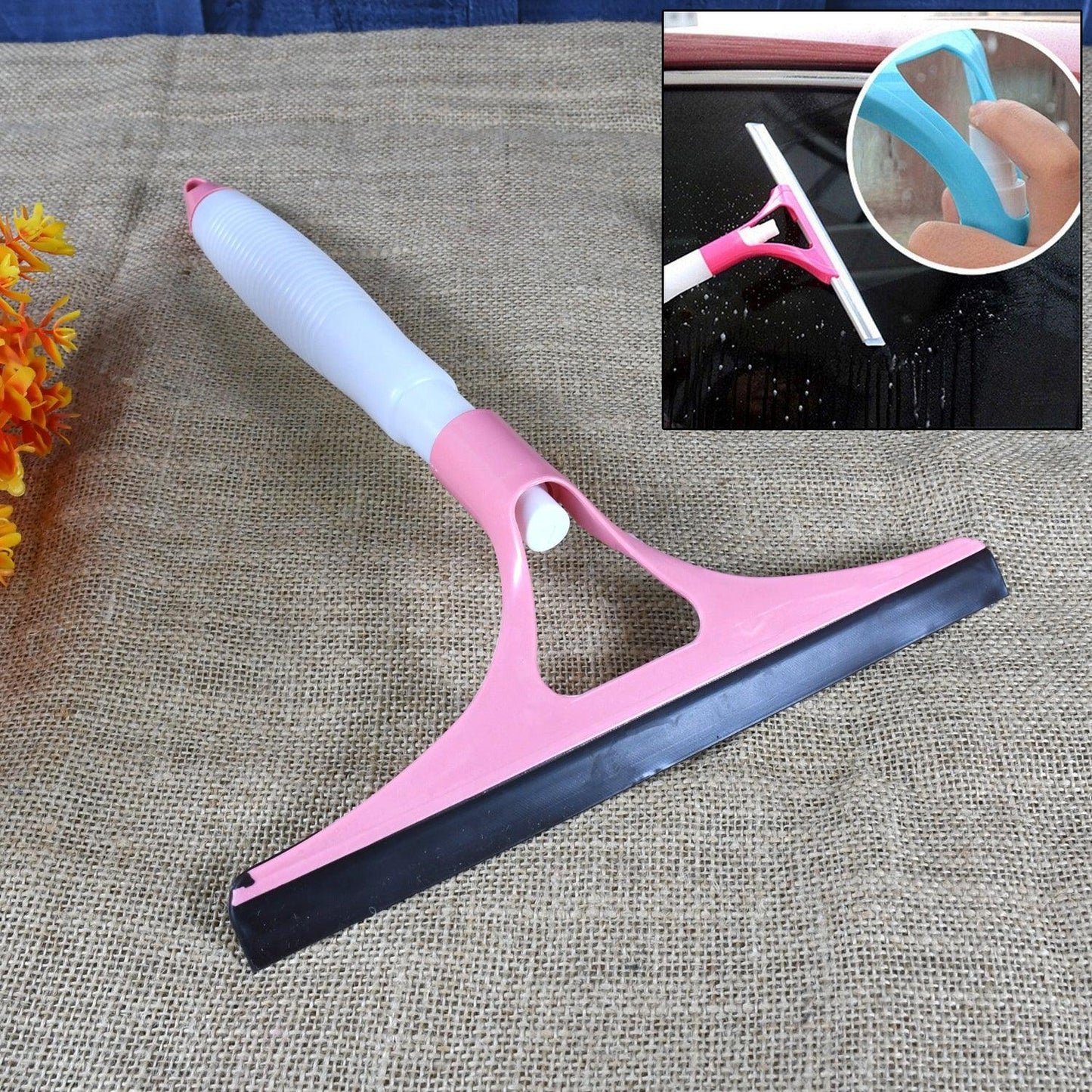 0620 Home Practical Washing Brush Magic Spray Type Cleaning Brush With Spray Bottle Glass Wiper Window Clean Shave Glass Sponge Car Window Cleaning (1 Pc) - Zidbik