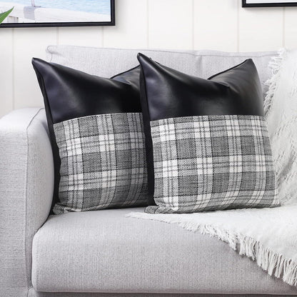 Pillow Covers Cushion Cases Soft Leather And Cotton (23 22 Inch 1 Pair 2 Pc) - Zidbik