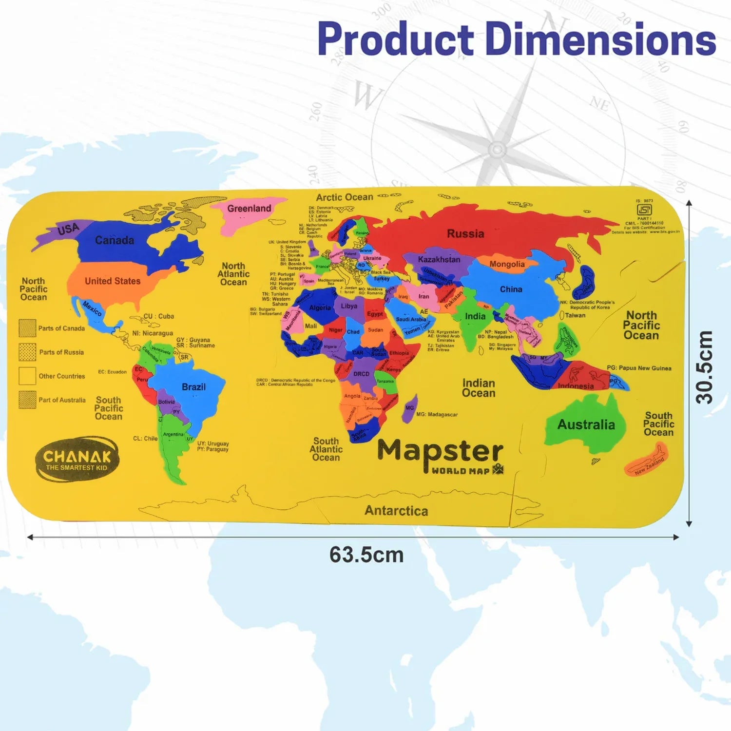 Aditi Mapster World Map Eva Foam Puzzle Set - Zidbik