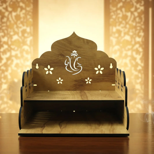 Wooden Temple Style Home Mandir Stand For Pooja - Zidbik