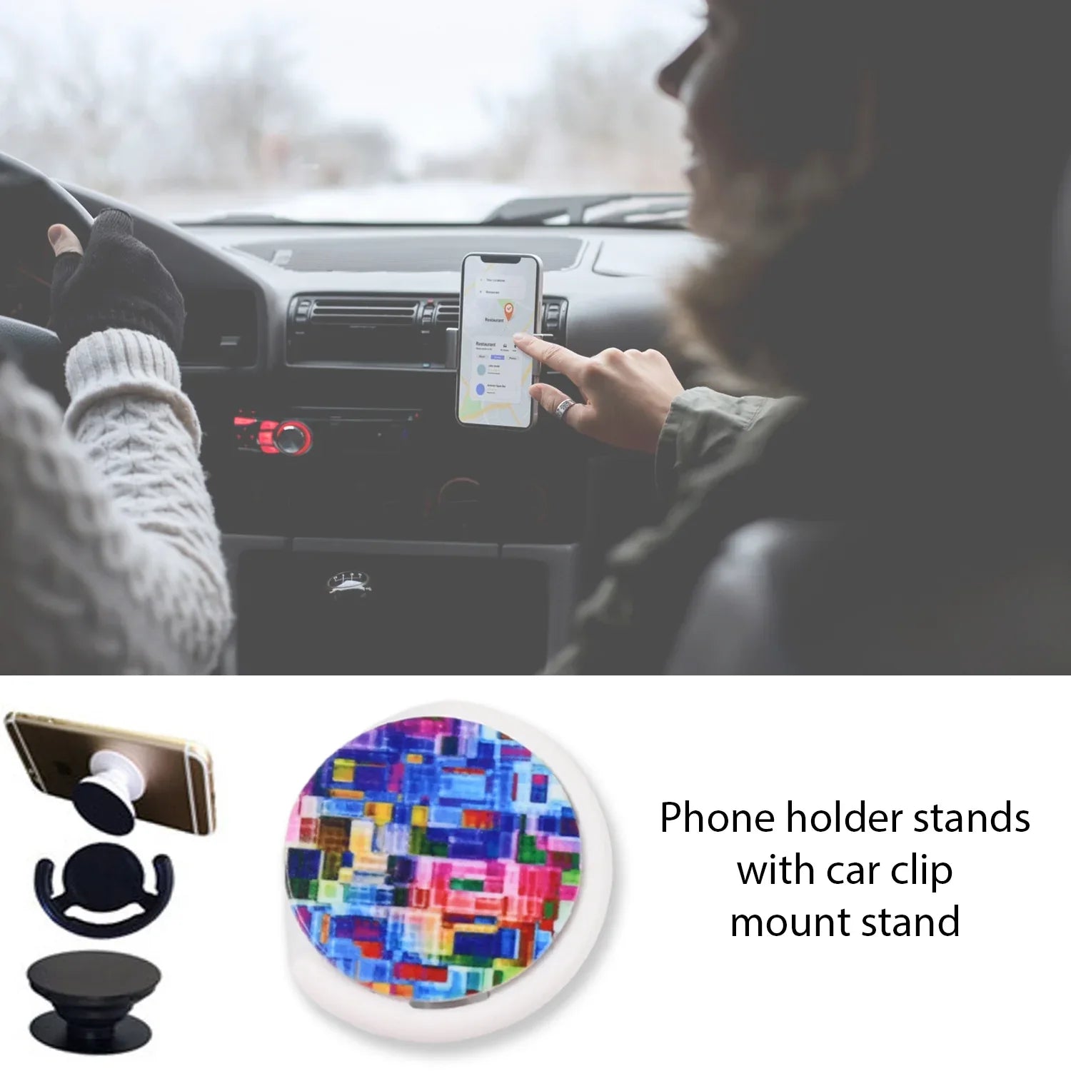 12731 Fashion Design Pop Up Mobile Phone Grip Holder Smart Phone Bracket Phone Stand Grip With Popclip Car Mount Flowers Pasley - Zidbik