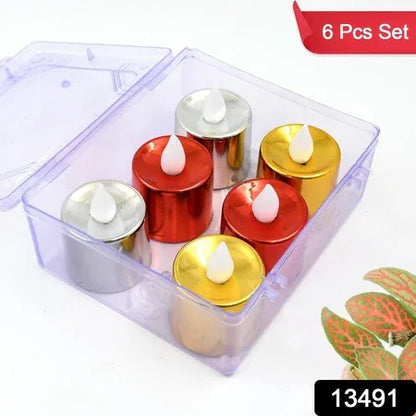 Electrical Candles Diya Led Tea Light (6 Pcs Set) - Zidbik