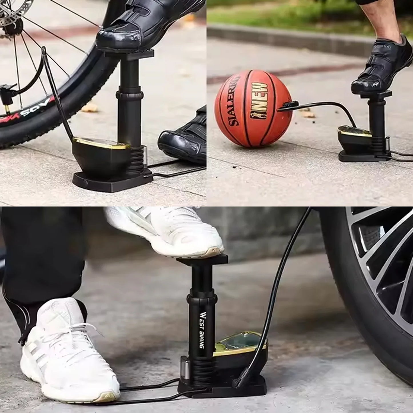 Portable High Pressure Foot Air Pump With Needle (1 Pc) - Zidbik