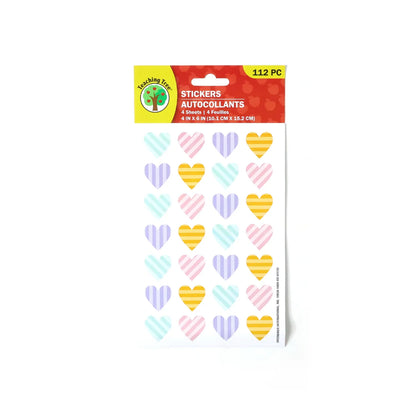 Colorful Heart Shape Decorative Sticker Set (4 Sheets 112 Pc) - Zidbik