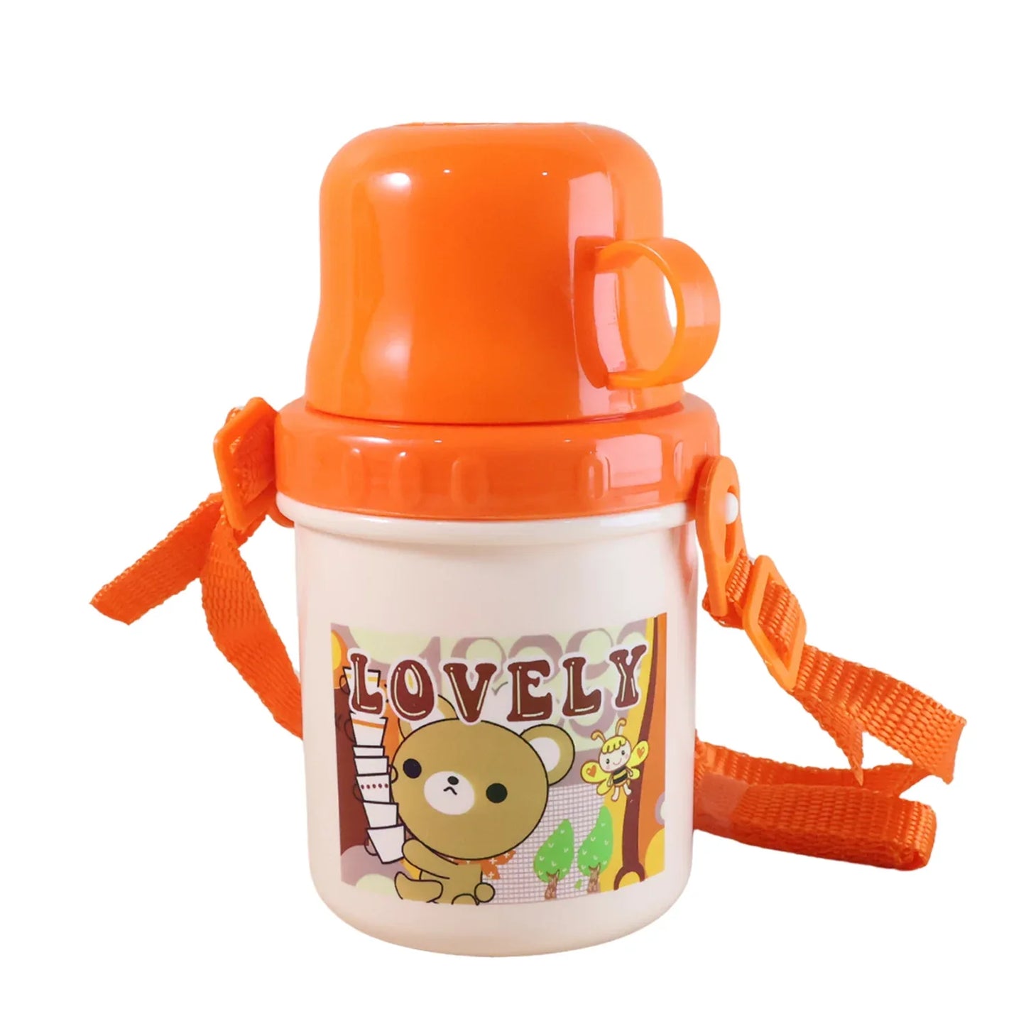 Lovely Cartoon Printed Plastic Cup With Lid (Approx. 350 Ml 1 Pc) - Zidbik