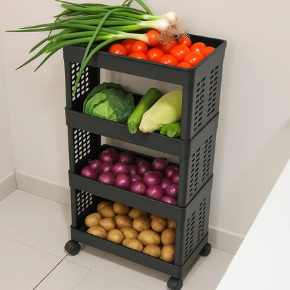 4-layer Plastic Storage Rack With Wheels - Zidbik