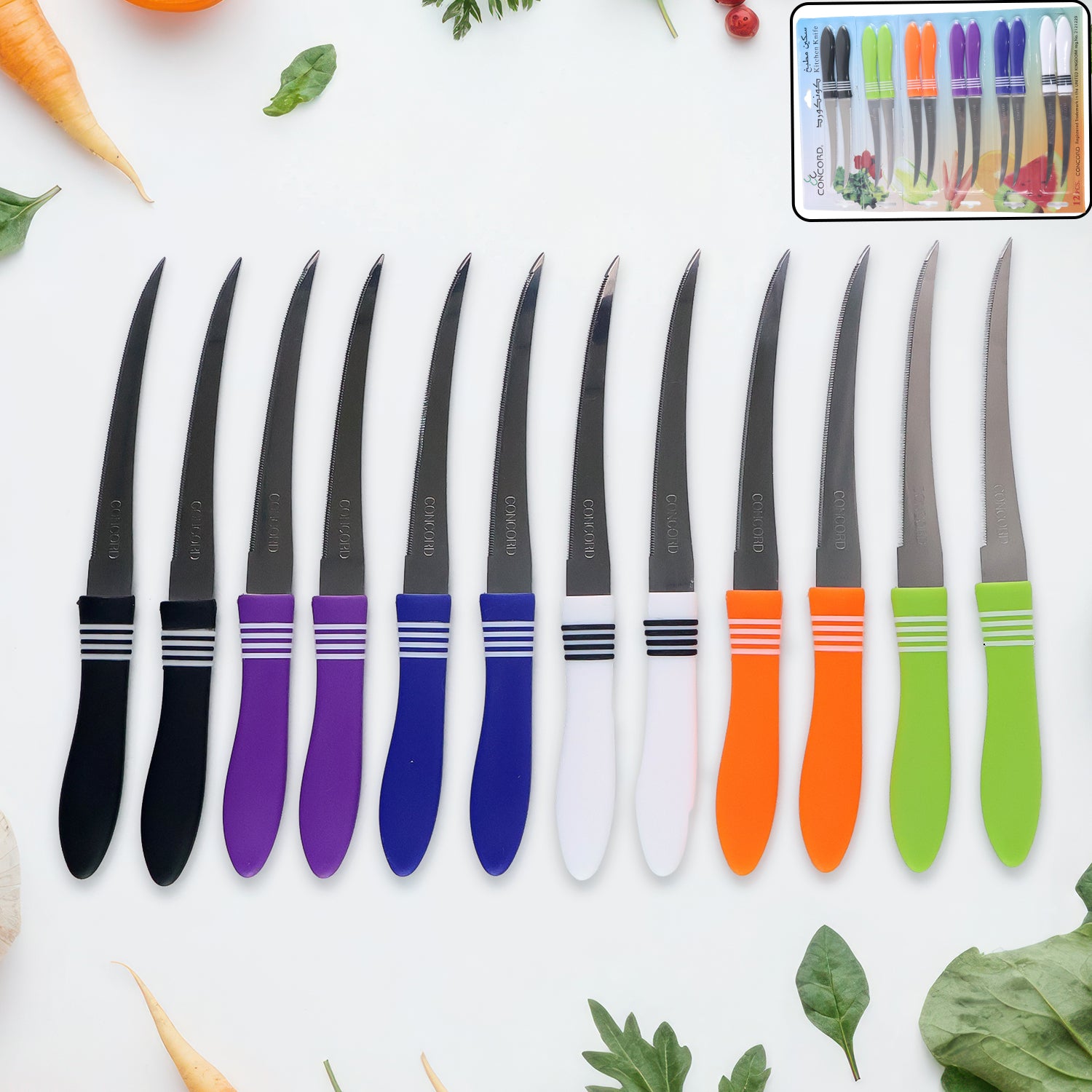 Stainless Steel Multipurpose Serrated Knife Set (12 Pc) - Zidbik