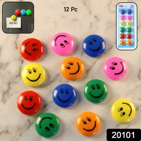 Colorful Smiley Face Magnetic Buttons Set (12 Pc Set) - Zidbik