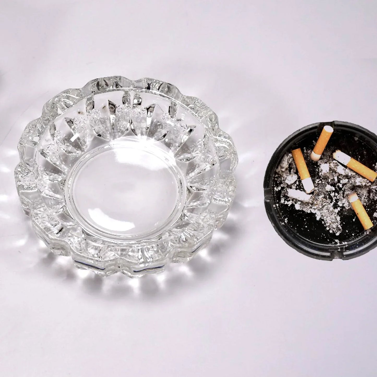 4066 Paricutin Glass Crystal Quality Cigar Cigarette Ashtray Round Tabletop For Home Office Indoor Outdoor Home Decor - Zidbik