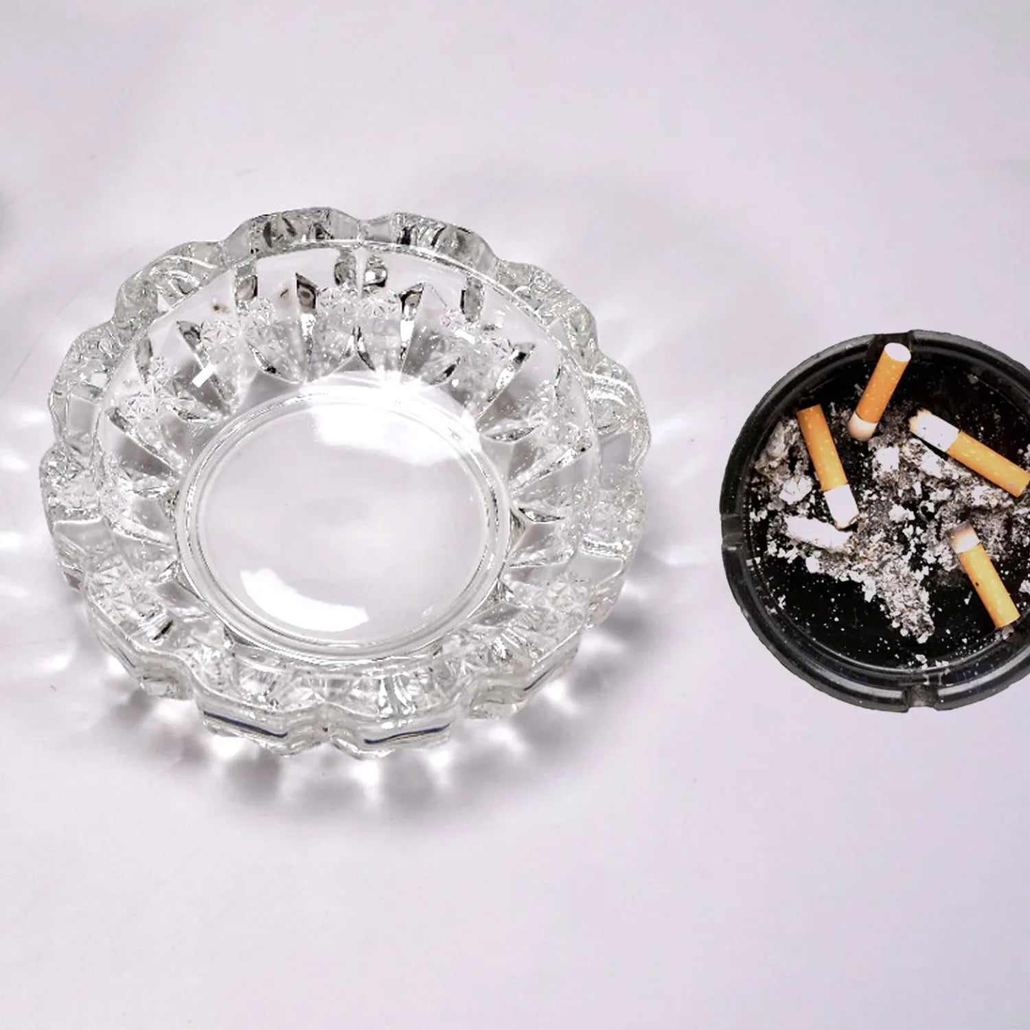 4066 Paricutin Glass Crystal Quality Cigar Cigarette Ashtray Round Tabletop For Home Office Indoor Outdoor Home Decor - Zidbik