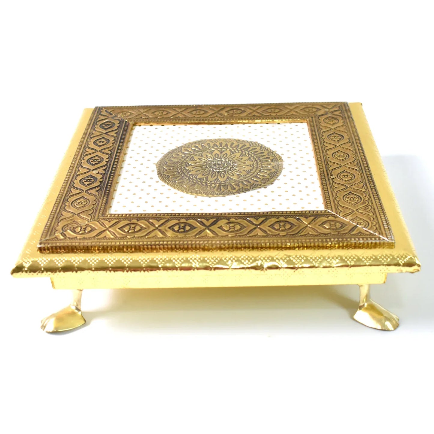 Golden - Square Pooja Chowki Patla Bajot (2020 Cm 1 Pc) - Zidbik