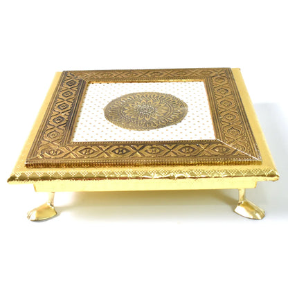 Golden - Square Pooja Chowki Patla Bajot (2020 Cm 1 Pc) - Zidbik