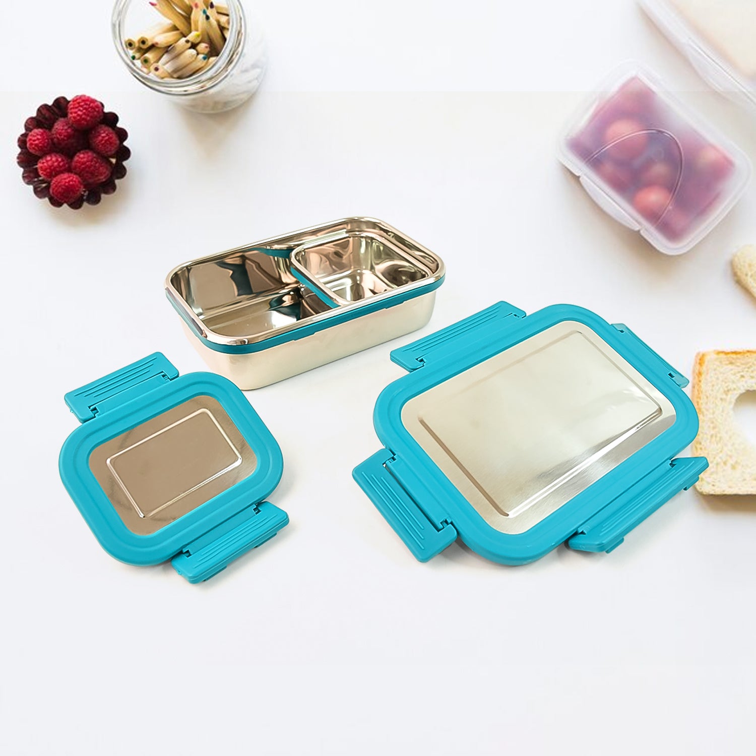 Apex Jerry Lunch Box Premium Stainless Steel Food Container (2 Pc  700+200 Ml Approx) - Zidbik