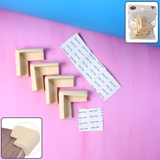 4 Pc Soft Foam Table Corner Protectors Set With Safety Tape - Zidbik