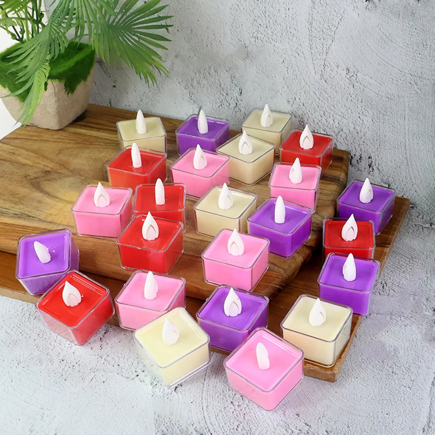 Set Of 24 Multi-color Led Tealight Candles - Zidbik