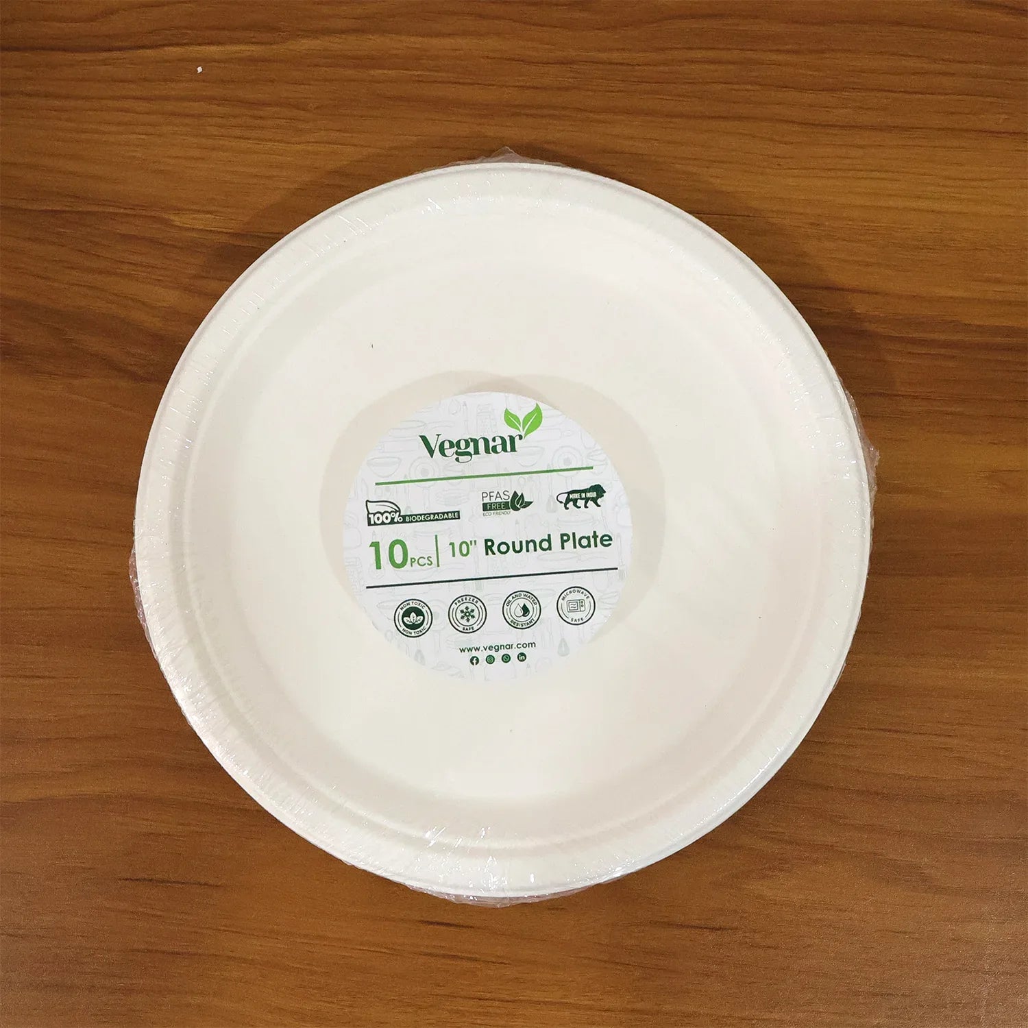 Vegnar Disposable Round Food Serving Plate (10 Pc) - Zidbik
