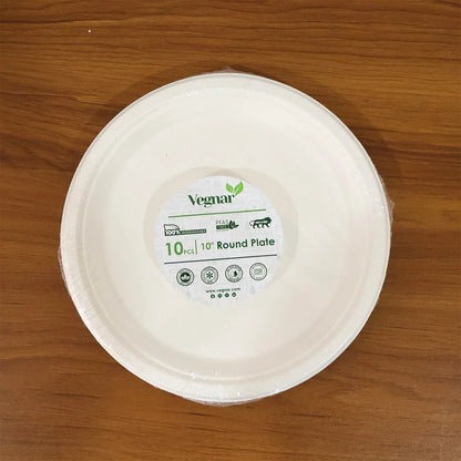 Vegnar Disposable Round Food Serving Plate (10 Pc) - Zidbik