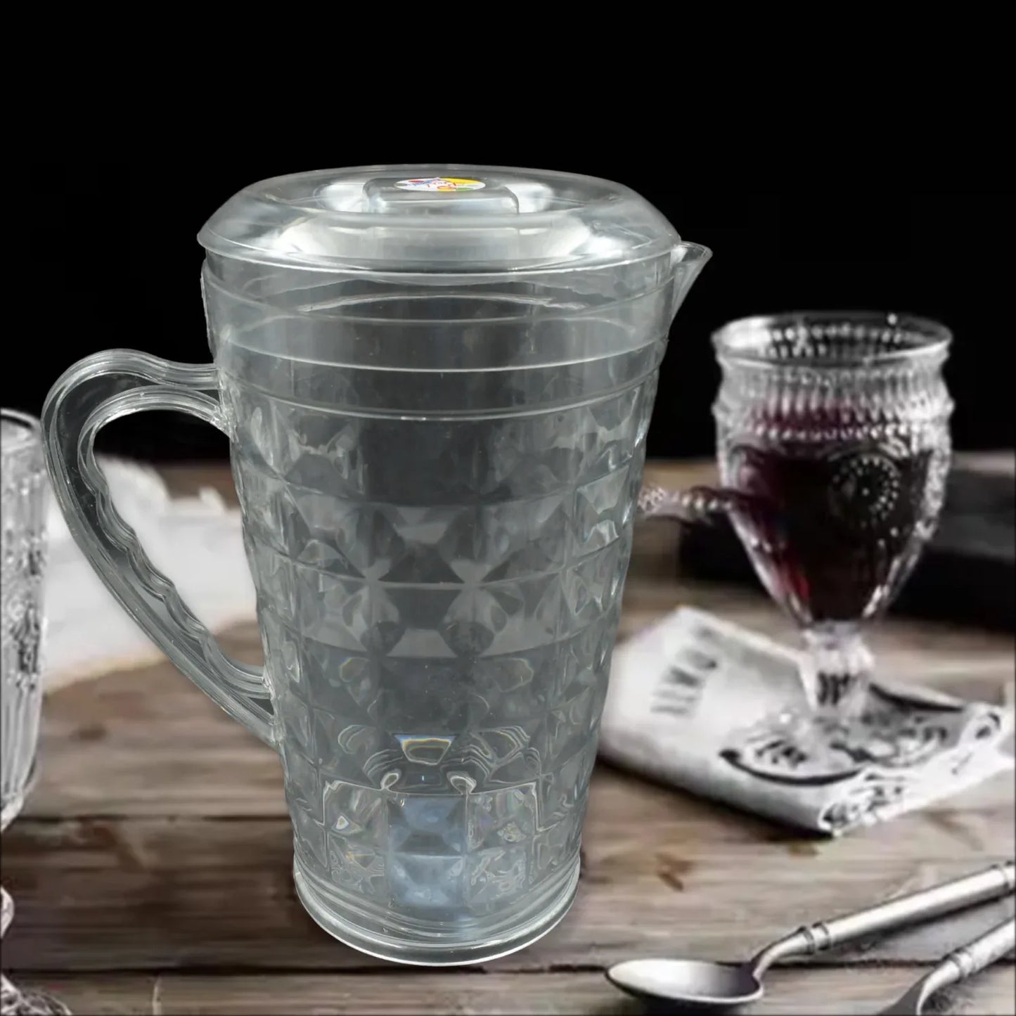 3692 Mocktail Pet Jug Plastic Jug With Lid Drinking Beverage Jag Transparent Tableware Reusable Bpa Free Plastic Water Jug For Home Use Perfect For Home Restaurants - Zidbik