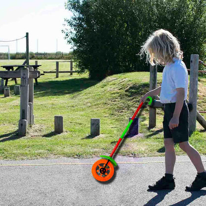 4435 Plastic Single Wheel Push Run Toy With Handle And Two Lights On Wheel. Push Toy For Kids. - Zidbik