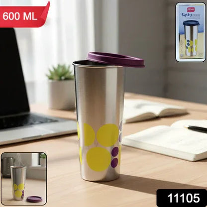 Supermom 600 Ml Stainless Steel Printed Travel Tumbler (1 Pc) - Zidbik