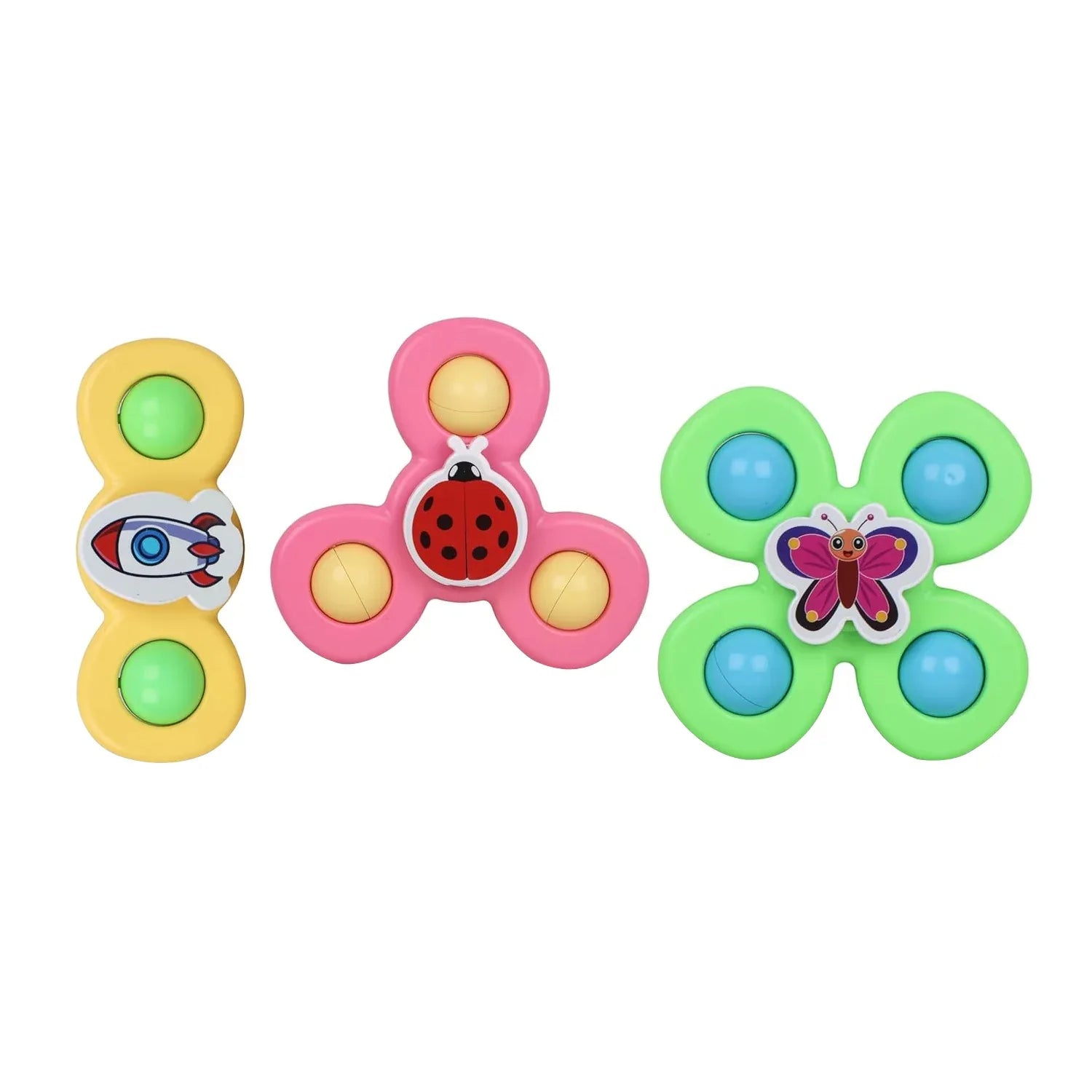 Colour Baby Spinner Toy Set Suction Cup Sensory Spin Toys (3 Pc Set) - Zidbik
