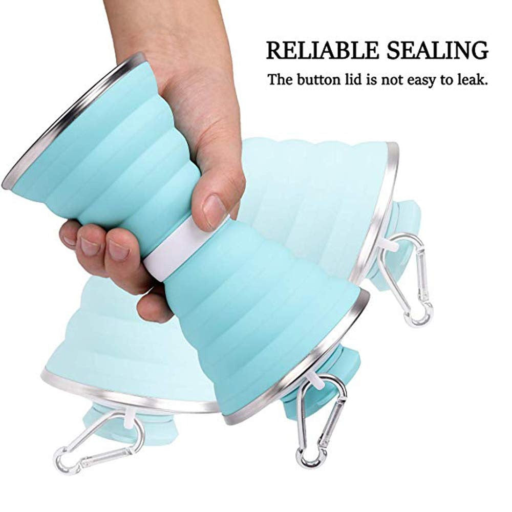 1385 Silicone Traveling Water Bottle Bpa Free - Leak Proof Lightweight Collapsible - Small Folding Refillable And Space Saver For Camping Gym Sports Hiking Biking Yoga Outdoor - Zidbik