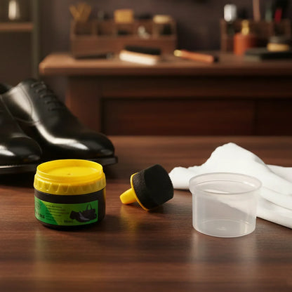 Black Shoe Polish Cream With Built-in Sponge Applicator (60 Ml Approx) - Zidbik