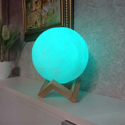 Moon Night Lamp Blue Color With Plastic Stand (15 X12 Cm 1 Pc) - Zidbik