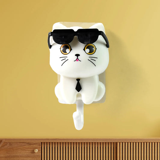 Cat Hook For Wall Cute Cat Key Hook With Sunglasses (1 Pc) - Zidbik