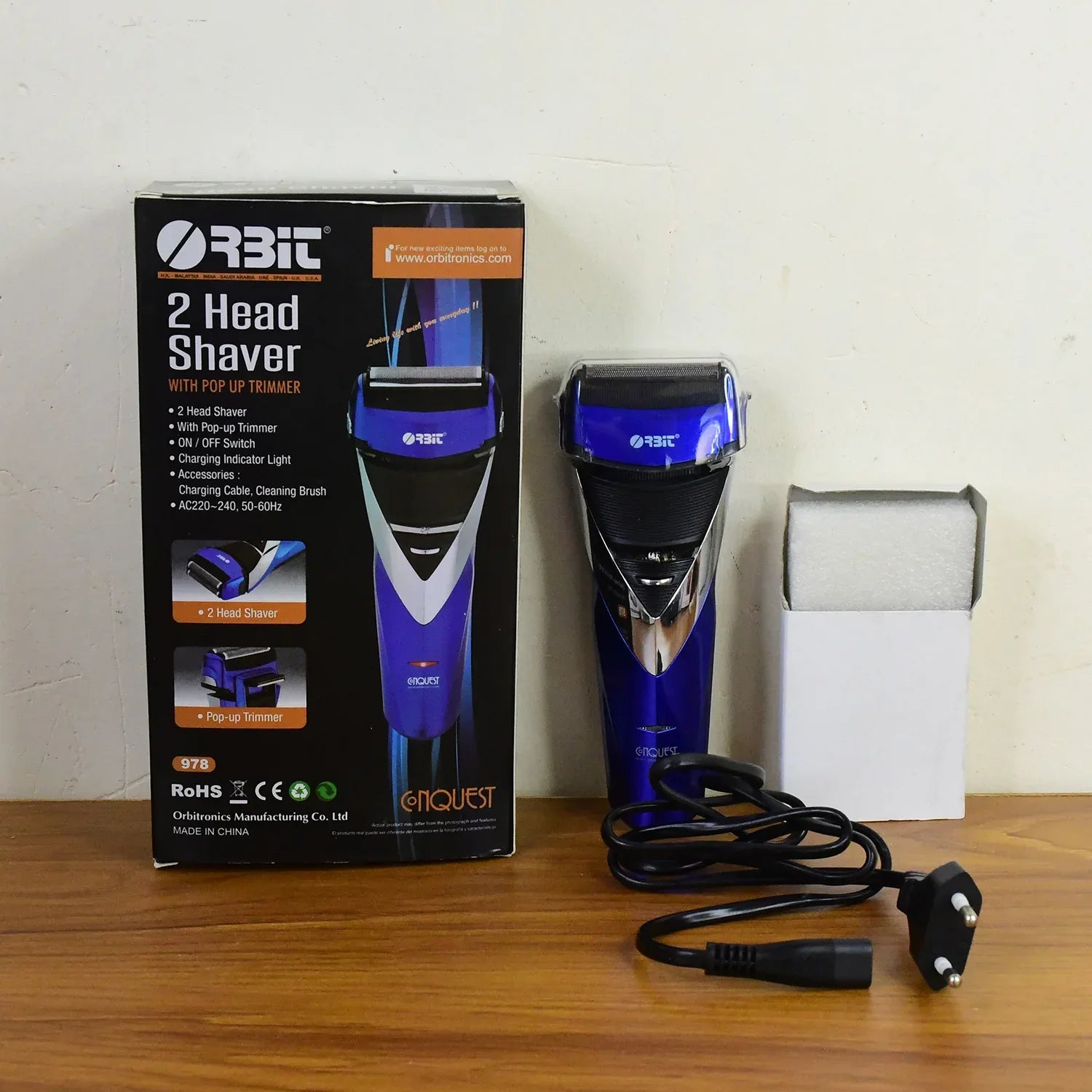 Orbit Rechargeable Electric Foil Shaver 2 Head Shaver With Pop Up Trimmer (1 Pc) - Zidbik