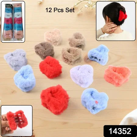 Small Hair Claw Clips Plastic Fluffy Hair Claw Hair Hair Accessories (12 Pcs Set) - Zidbik