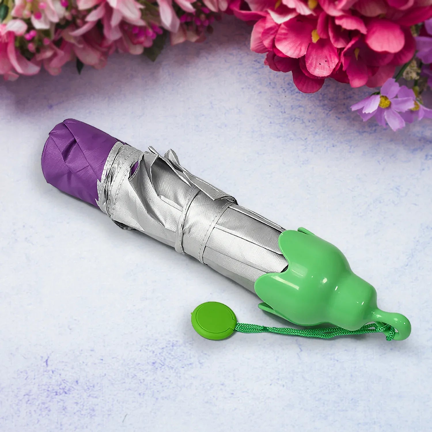 Vegetable Shaped Folding Umbrella Plastic Case Creative Fashion Folding Mini Sun Shade Rain Umbrella Unique Umbrella Sun Uv Protection Cute Design (1 Pc) - Zidbik