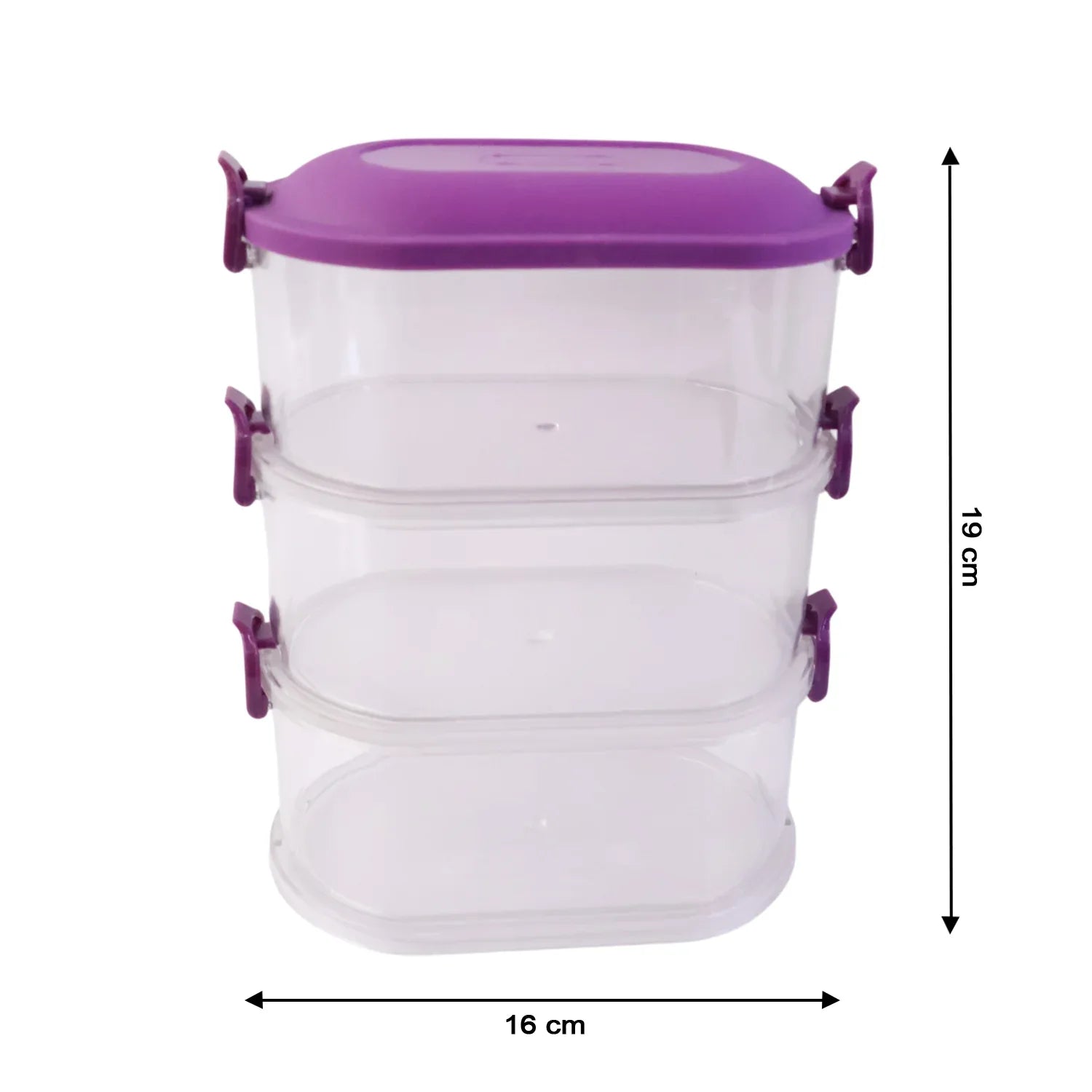 3 Layer Stackable Airtight Food Storage Container Set (1 Set) - Zidbik