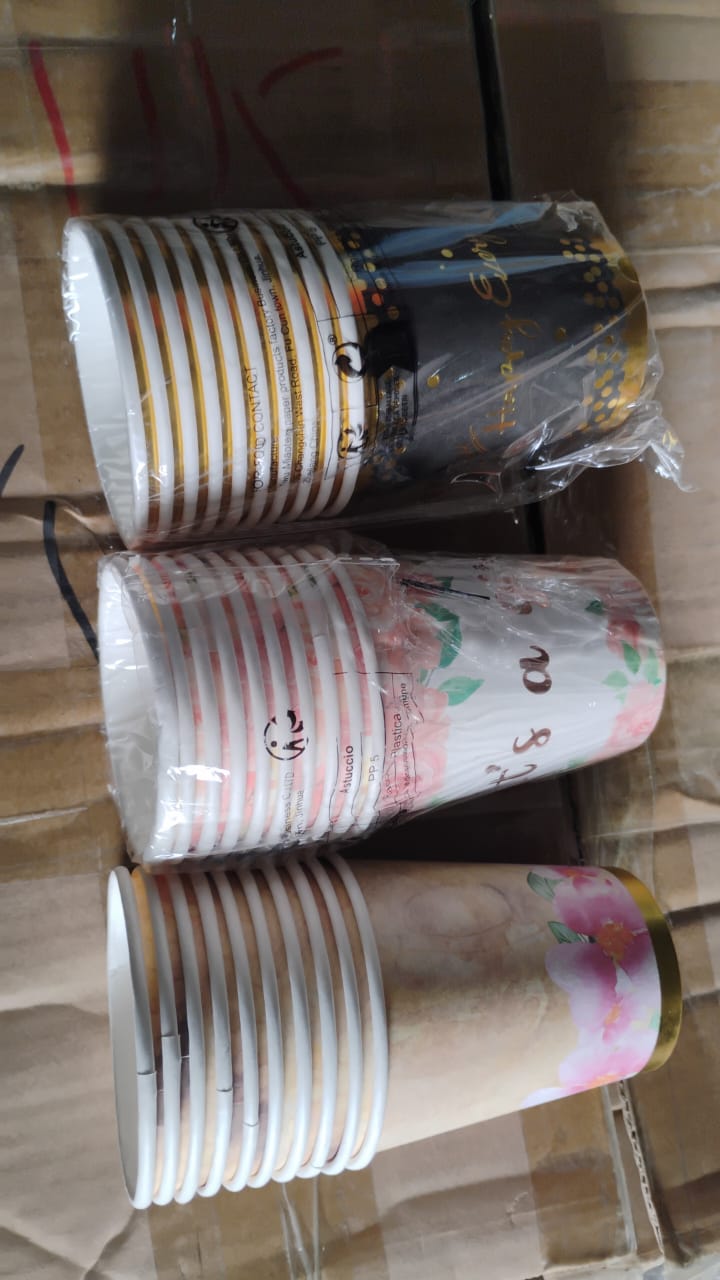 Disposable Paper Cups Disposable Tea Coffee Cups (10 Pcs Set  Mix Color  Design) - Zidbik