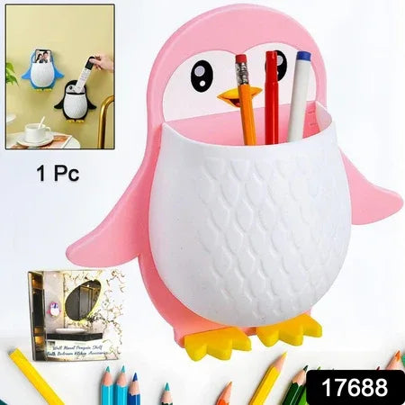 17688 Penguin Storage Box Adhesive Remote Case Electric Toothbrushes Holder Universal Controller Holder Wall Nightstand Office Plastic Wall Mount - Zidbik