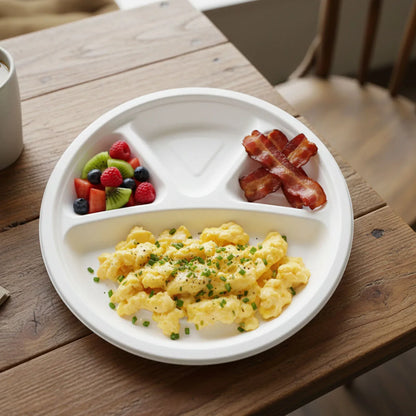 Vegnar 4 Compartment Disposable Food Serving Plate Set (10 Pc) - Zidbik