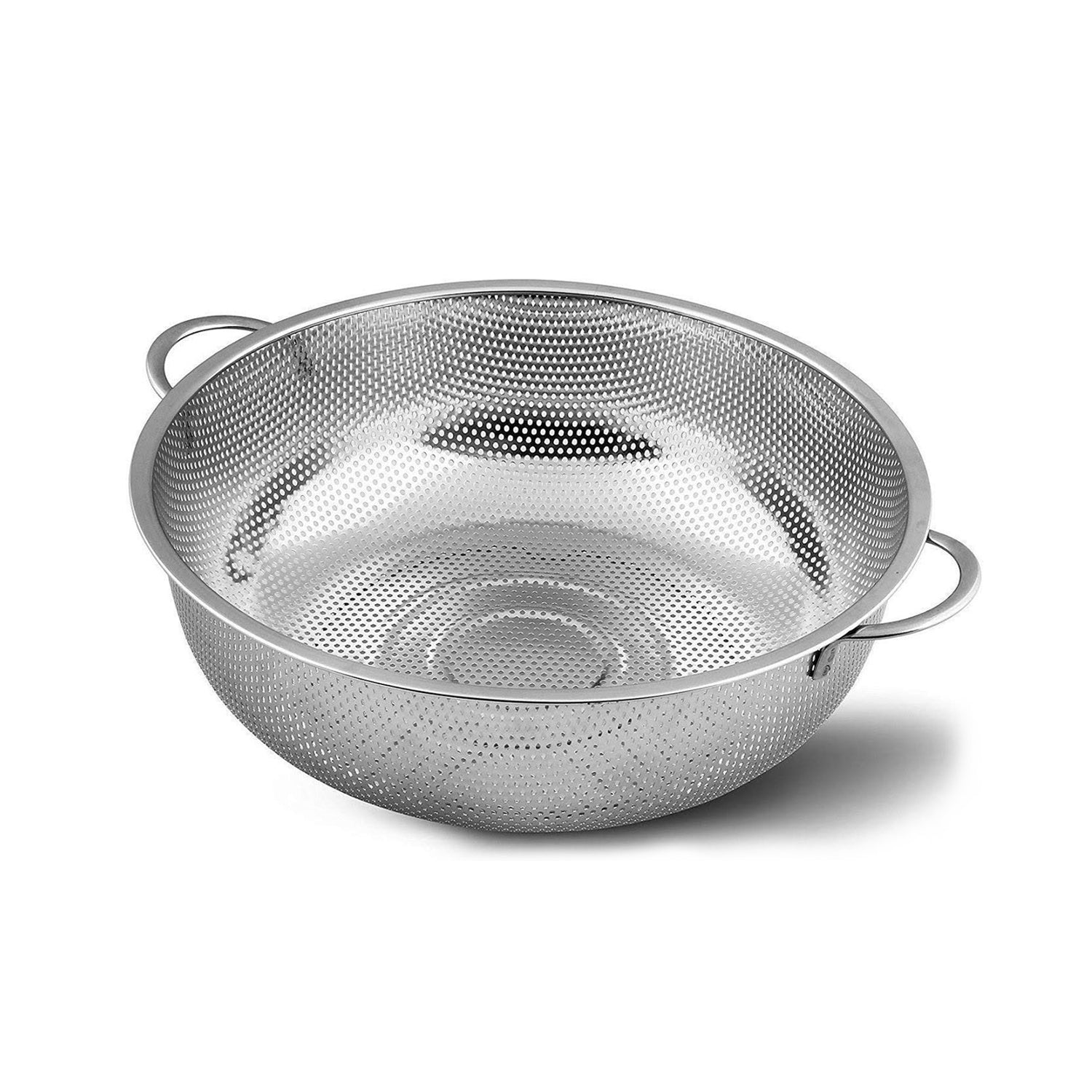 5754 Stainless Steel Colander With Handle Large Metal Mesh Basket Strainer For Pasta Spaghetti Berry Veggies Fruits  Kitchen Food Colander Dishwasher Safe (1 Pc  25.5 Cm) - Zidbik