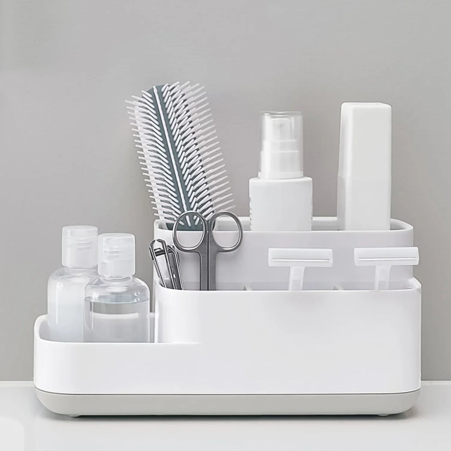 Plastic Multipurpose 5 Compartment Bathroom Desk Organizer Holder (1 Pc) - Zidbik